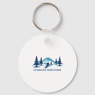 Florence Wisconsin Ski Resort Skiing Skier  Key Ring