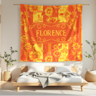 Florence Yellow and Orange Floral Fleece Blanket