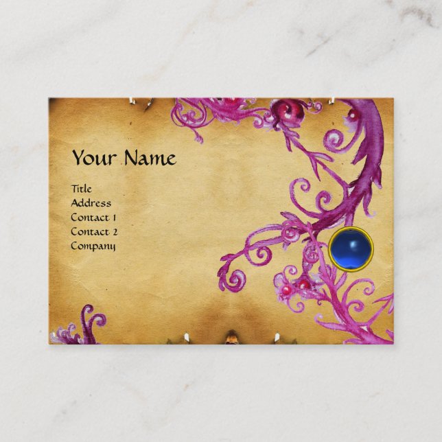 FLORENTINE BAROQUE MONOGRAM GEM blue parchment Business Card (Front)