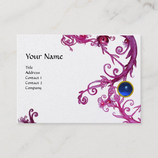 FLORENTINE BAROQUE MONOGRAM GEM blue pearl Business Card (Front)