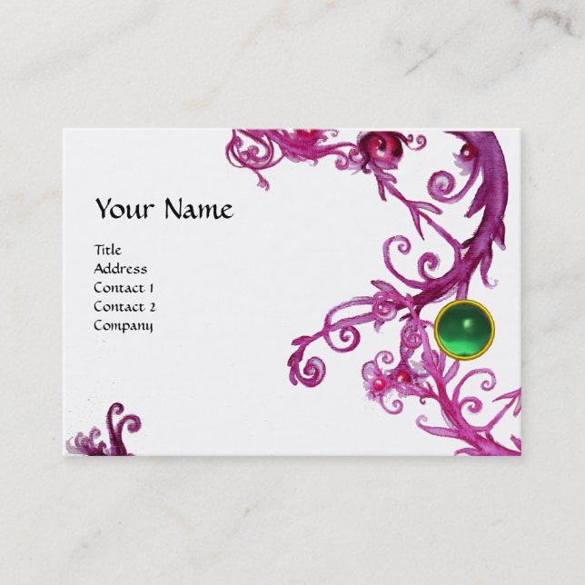 FLORENTINE BAROQUE MONOGRAM GEM green eggshell Business Card (Front)