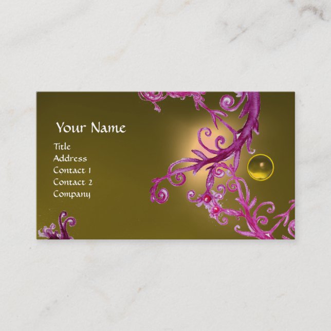 FLORENTINE BAROQUE MONOGRAM GEM yellow Business Card (Front)