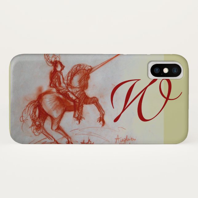 FLORENTINE  KNIGHT ON HORSEBACK monogram Case-Mate iPhone Case (Back (Horizontal))
