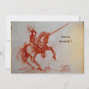 FLORENTINE KNIGHT ON HORSEBACK parchment champagne Invitation