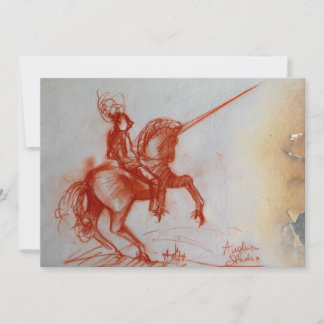 FLORENTINE KNIGHT ON HORSEBACK  parchment ice Invitation
