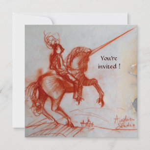 FLORENTINE KNIGHT ON HORSEBACK parchment Invitation