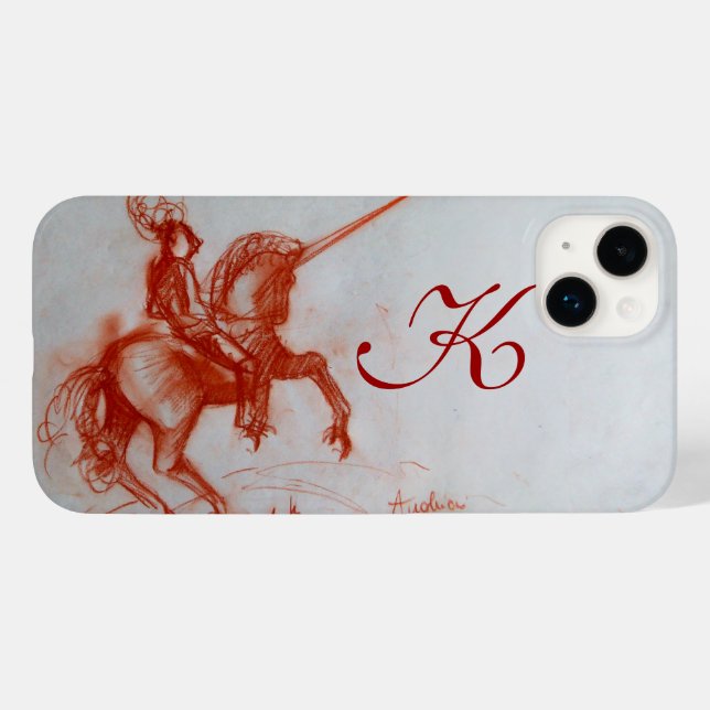 FLORENTINE  KNIGHT ON HORSEBACK Sepia Monogram Case-Mate iPhone Case (Back (Horizontal))