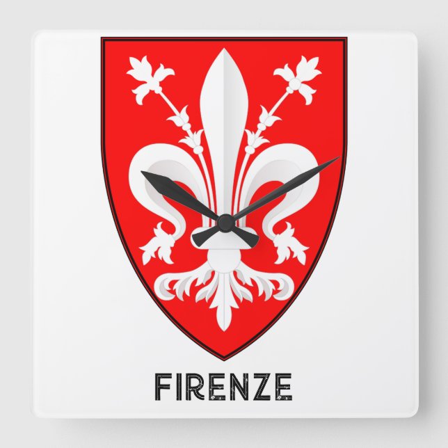 Florentine Lily Coat of Arms Fine Art Square Wall Clock (Front)