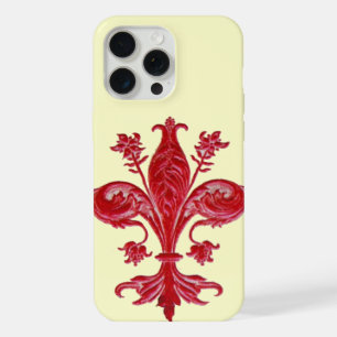 FLORENTINE RED LILY FLEUR DE LIS MONOGRAM iPhone 15 PRO MAX CASE