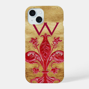 FLORENTINE RED LILY FLEUR DE LIS PARCHMENT iPhone 15 CASE
