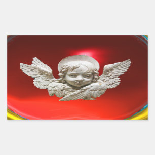 FLORENTINE RENAISSANCE ANGEL RECTANGULAR STICKER
