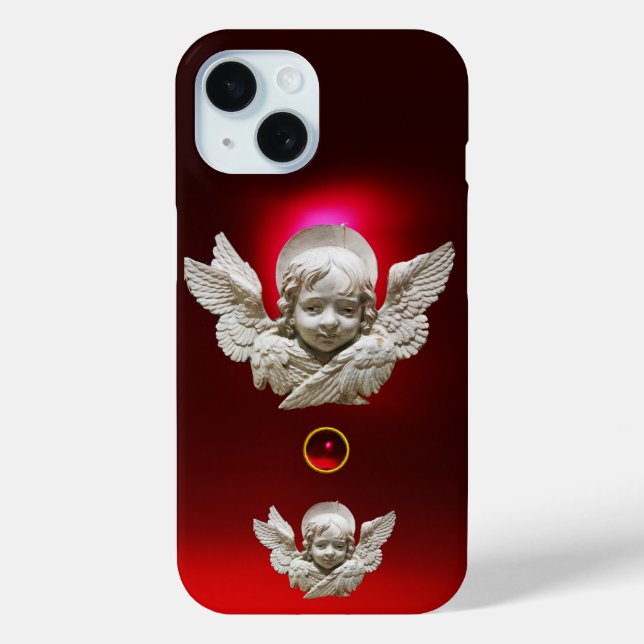 FLORENTINE RENAISSANCE ANGEL Red Ruby Gemstones Case-Mate iPhone Case (Back)