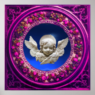 FLORENTINE RENAISSANCE ANGEL WITH FLORAL CROWN POSTER