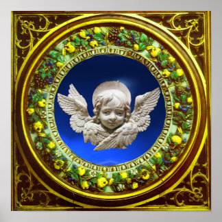 FLORENTINE RENAISSANCE ANGEL WITH FLORAL CROWN POSTER