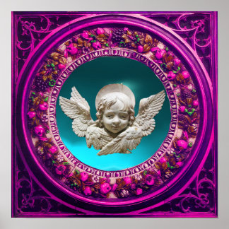 FLORENTINE RENAISSANCE ANGEL WITH FLORAL CROWN POSTER