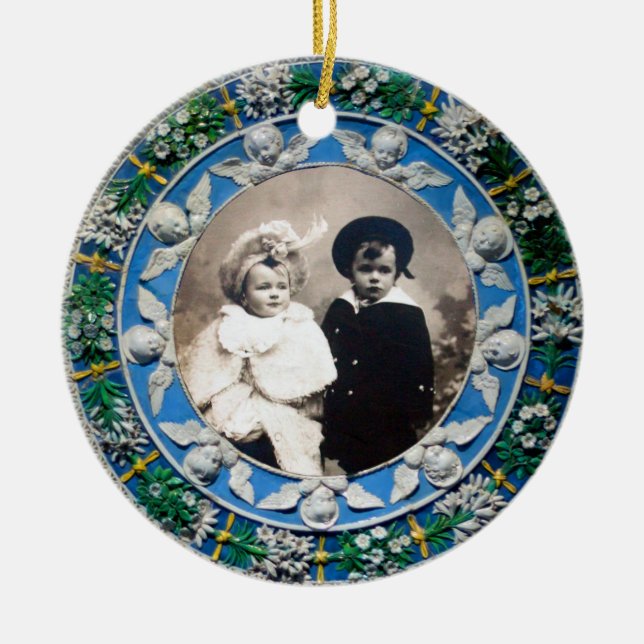 FLORENTINE  RENAISSANCE ANGELS Photo Template Ceramic Tree Decoration (Front)