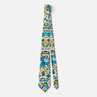 FLORENTINE RENAISSANCE BLUE FLORAL SWIRLS,FLOWERS TIE