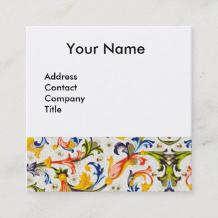 FLORENTINE RENAISSANCE  FLORAL SWIRLS,FLOWERS SQUARE BUSINESS CARD