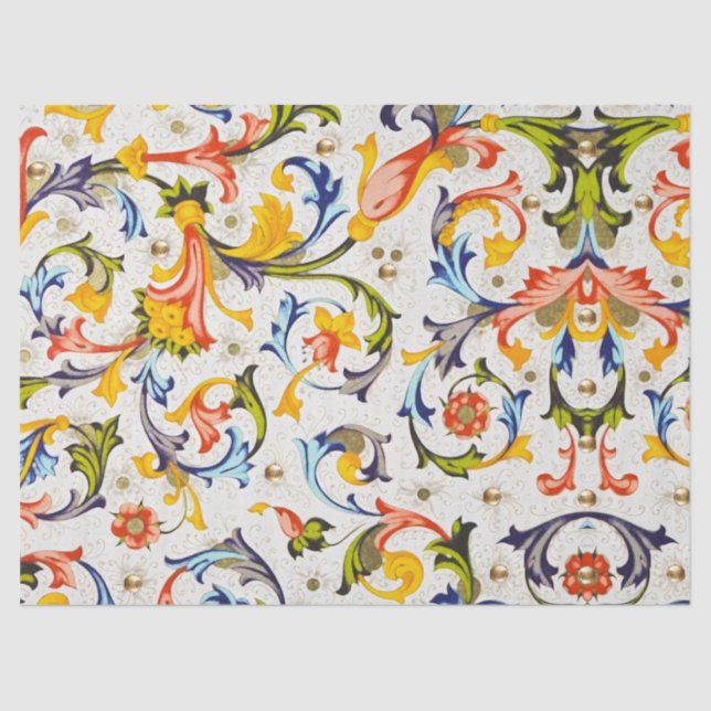 FLORENTINE RENAISSANCE FLORAL SWIRLS,FLOWERS TISSUE PAPER (Front)