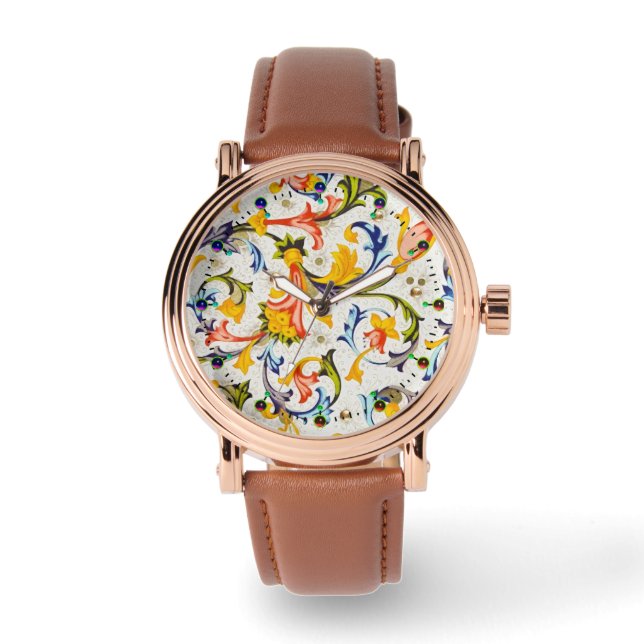 FLORENTINE RENAISSANCE FLORAL SWIRLS,FLOWERS WATCH (Front)