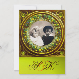 FLORENTINE RENAISSANCE FRUITS DAMASK MONOGRAM INVITATION