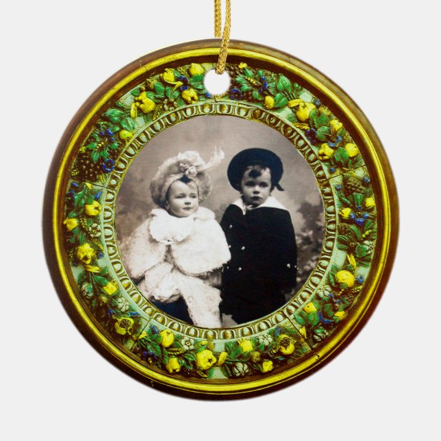 FLORENTINE  RENAISSANCE FRUITS Photo Template Ceramic Tree Decoration (Front)