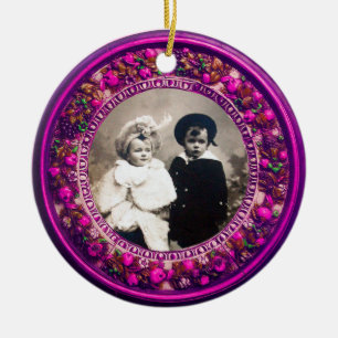 FLORENTINE RENAISSANCE FRUITS Photo Template Ruby Ceramic Tree Decoration