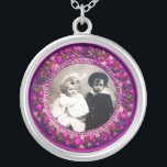 FLORENTINE RENAISSANCE FRUITS , PHOTO TEMPLATE SILVER PLATED NECKLACE<br><div class="desc">Elegant , classic, vibrant Renaissance fine art , masterpiece from Bottega della Robbia  ( Florence - Italy  ) in bright red, fuchsia, green, purple, pink, violet colours  .</div>