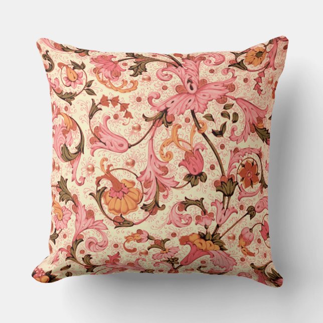 FLORENTINE RENAISSANCE PINK FLORAL SWIRLS,FLOWERS CUSHION (Front)