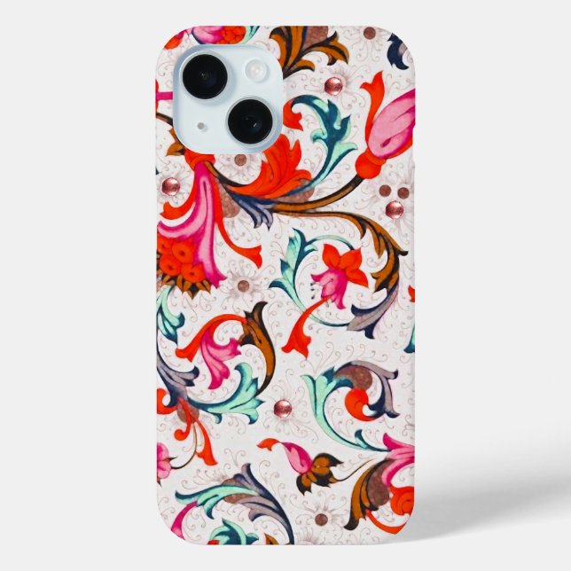 FLORENTINE RENAISSANCE RED FLORAL SWIRLS,FLOWERS Case-Mate iPhone CASE (Back)