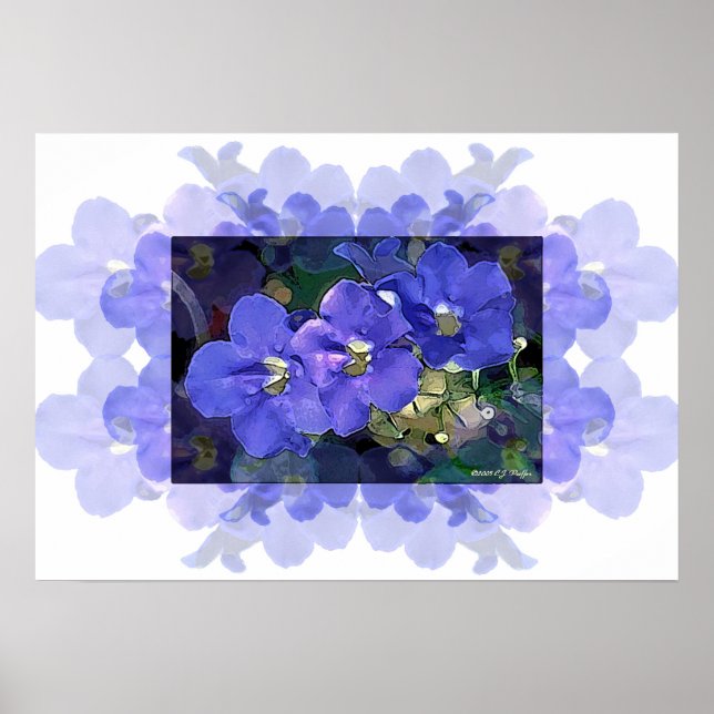 'Flores Azuis' (Blue Flowers) Poster (Front)