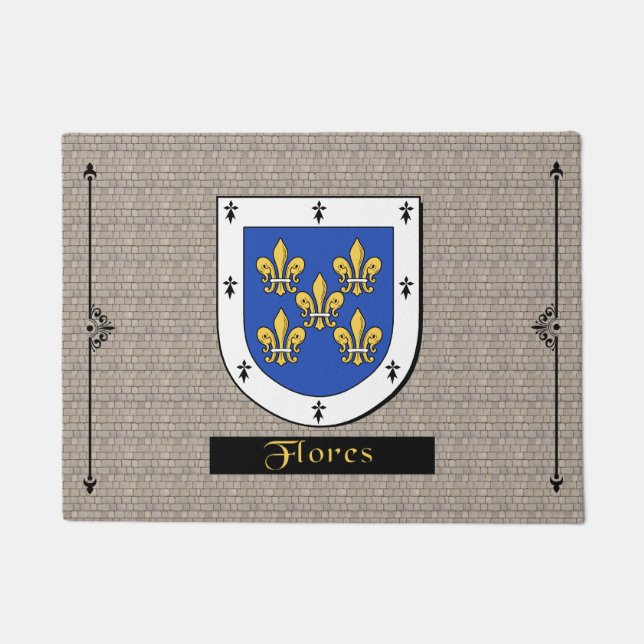 Flores Historical Shield on Cobblestone Doormat (Front)