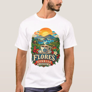 Flores Sunrise Coffee Vintage Indonesian Art T-Shi T-Shirt