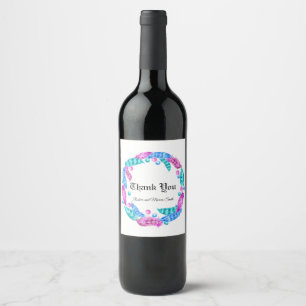 Florescent boho wreath, elegance of vivid colours wine label