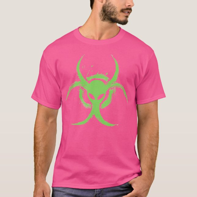 Florescent Green Biohazard Alien T-Shirt (Front)