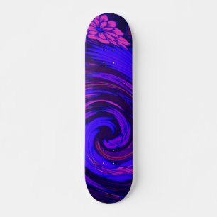 Florescent Pink Floral Surge Skate Board