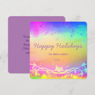 Florescent purple Christmas background Holiday Car Card