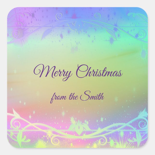 Florescent purple Christmas background Square Sticker (Front)