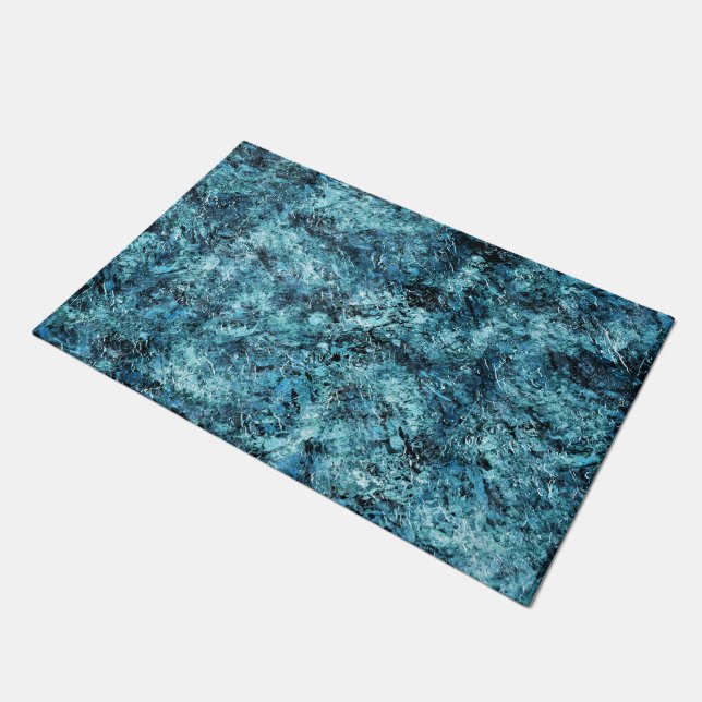Floresta azul sob nevasca ou vidro trincado doormat (Angled)