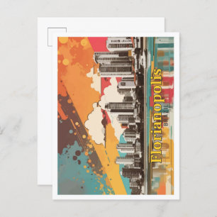 Florianopolis Brazil Pop Art Travel Illustration Postcard