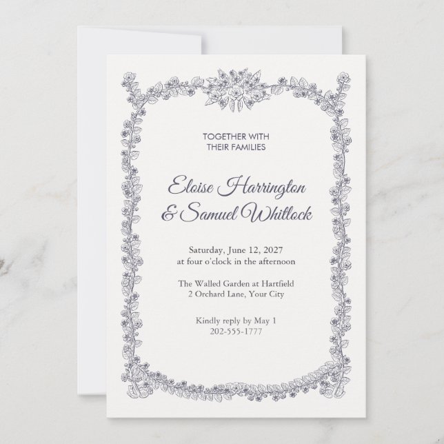 Floriate Coronal Wedding Invitation (Front)