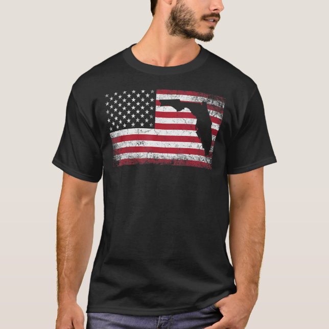 Florida 4th Of July  American Flag Usa  Men Women  T-Shirt (Front)
