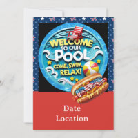 Florida 4th of July Pool Party Invitation