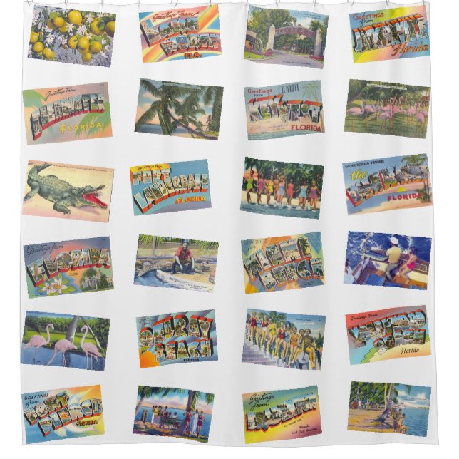 FLORIDA a Retro Shower Curtain (clear) (Front)