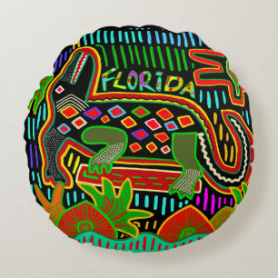 Florida Alligator - Hurrican Critters Round Cushion