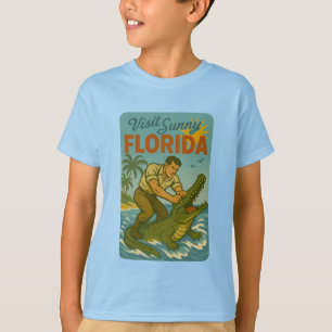 Florida Alligator Wrestling   Funny Retro Coastal T-Shirt