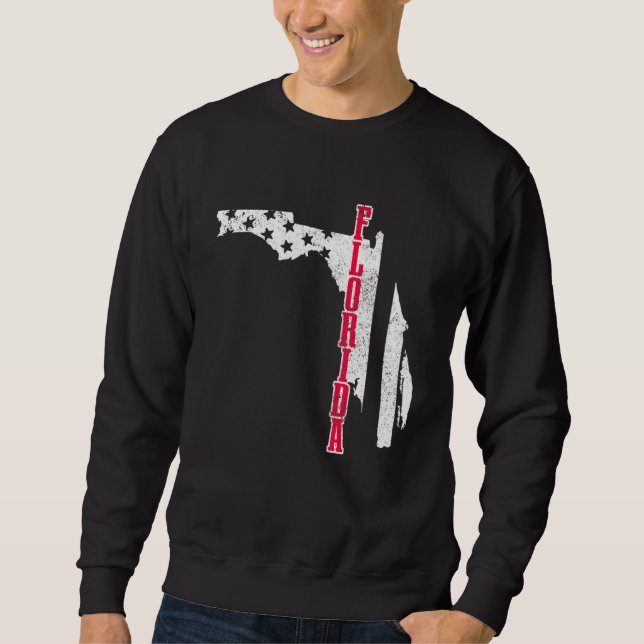 Florida American Flag Map Pride Patriotic 4th Of J Sweatshirt (Front)