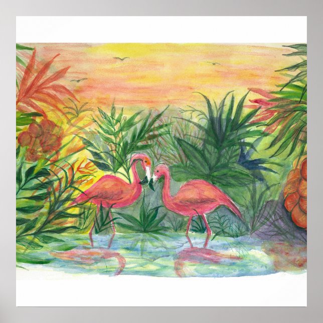 Florida Art - flamingos Poster (Front)