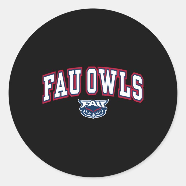 Florida Atlantic Owls Arch Over Black Classic Round Sticker (Front)