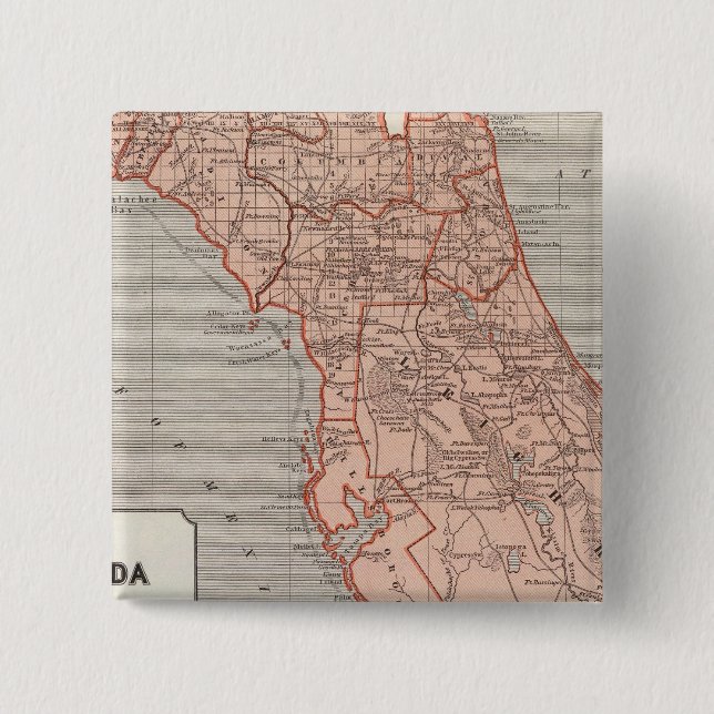 Florida Atlas Map 15 Cm Square Badge (Front)